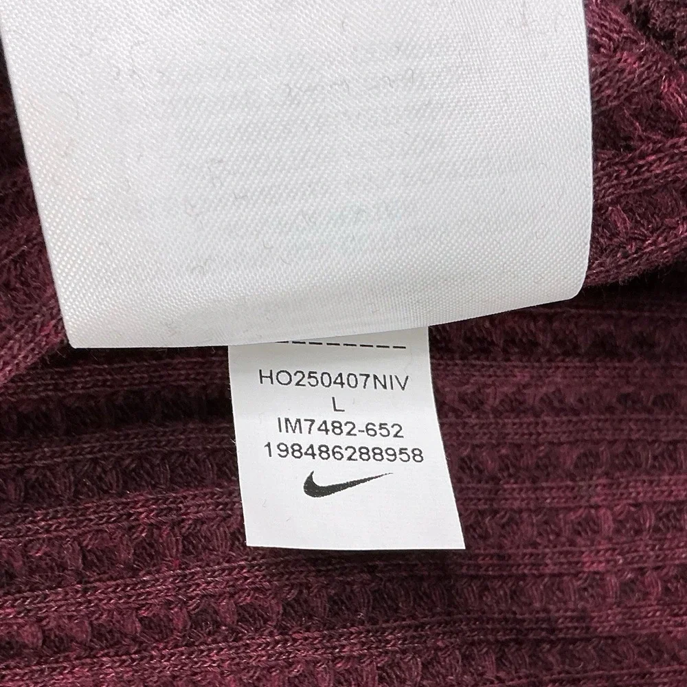 Nike Vest Women Large Burgundy‎ Sleeveless Waffle Knit Sweater M7482 Logo Preppy